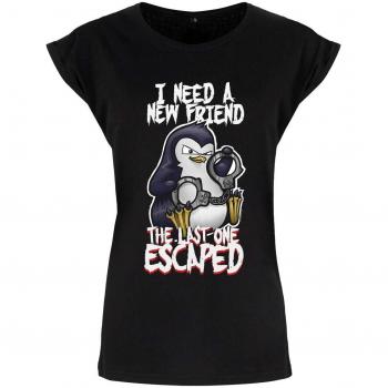 Psycho Penguin Female “I Need A New Friend” Black Premium Top
