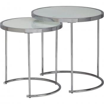 Table d'appoint ronde en métal et verre