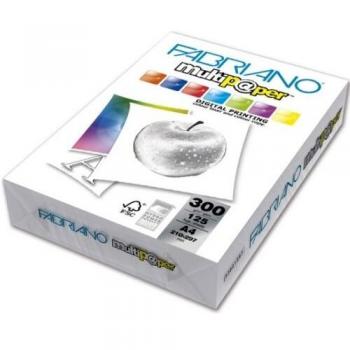 Carta A4 300g/m² Bianca, Multipaper, 125 fogli, Fabriano