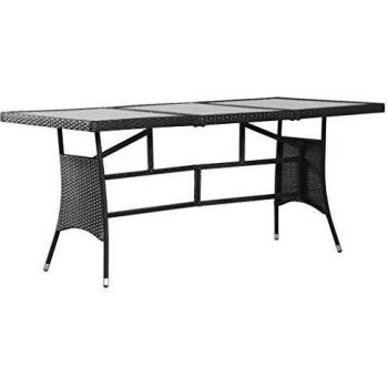 Tavolo da Giardino in Polyrattan 170x80x74 cm Nero