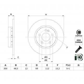 BOSCH Disque de frein 0 986 479 H49 pour MERCEDES-BENZ C-Klasse