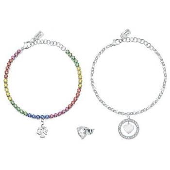 Bijoux La Petite Story Ensemble Spécial en Acier avec Cristaux Colorés