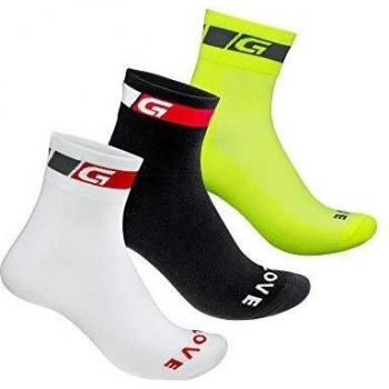 GripGrab Unisex Fahrradsocken, Classic Regular Cut, 3er Set, Schwarz/Weiß/Gelb, 44-47 EU