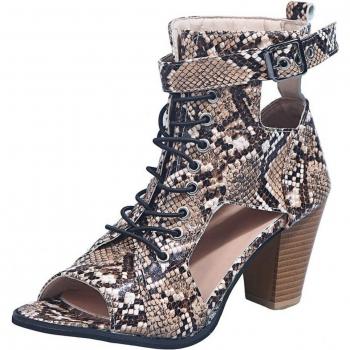 Karinluna Sandales Femmes Peep-Toi Serpent Print Gladiateur