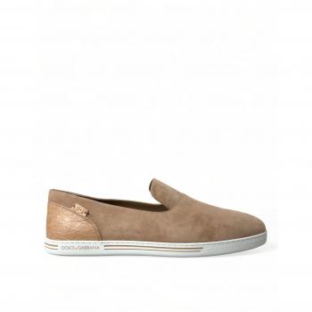 Dolce & Gabbana Men's Beige Suede Caiman Slippers