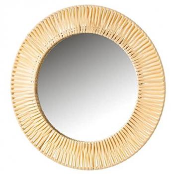 Miroir UNIMASA rotin & verre – 37 cm, finition naturelle