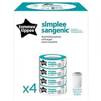 Tommee Tippee Nachfüllkassetten für Simplee Sangenic, 4er Packung