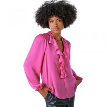 Satin Ruffle Neck Blouse