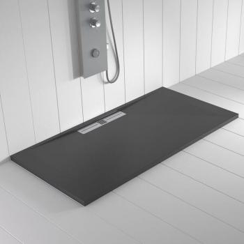 Chambre de douche en résine anthracite large – 80x140 cm, grille et vanne fournies
