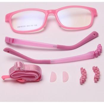 Peekaboo Kinderbrille mit klaren Gläsern und TR90 Rahmen, Anti-Rutsch, Quadrat Design in Blau Rosa