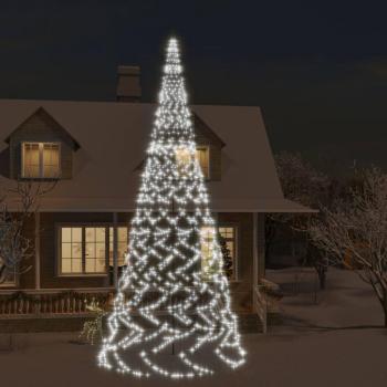 Albero di Natale, Albero effetto Realistico Pennone Bianco Freddo 3000 led 800 cm Vidaxl