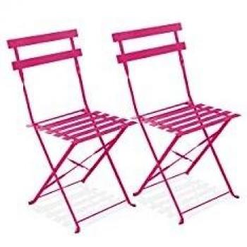 Lot de Deux Chaises Pliantes Bistrot en Rose – Acier, Dimensions 42x46x82 cm – Rome