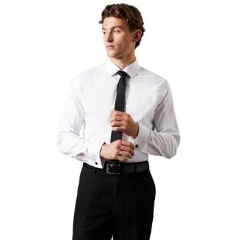 Burton Men’s White Easy Iron Double Cuff Long Sleeve Shirt – 17.5
