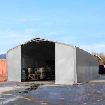 ToolPort 8x24m PVC 850 Grey Shelter – 4x3.6m Drive-Through (No Statics)