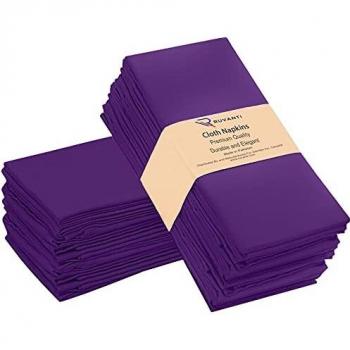 Ruvanti Wedding & Cocktail Cloth Napkins – 12 Pack, 18x18, Washable Purple