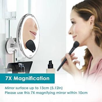 Auxmir 7x Make-up Spiegel – LED beleuchtet, schwenkbar, Saugnapf‑Anbringung, 2 Lichtstufen