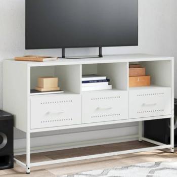 VidaXL White Steel TV Cabinet 100.5x39x60.5 cm