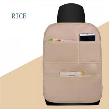 PU Leather Car Seat Backrest Kick Pad and Storage Bag