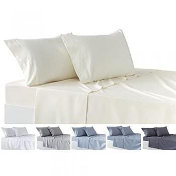 Lenzuola Beige 4 Pezzi con Federe 50x80 cm per Letto 150x200 cm