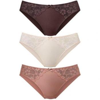 PETITE FLEUR Unterhosen, 3 Stück, mit Spitze, braun