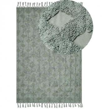 Tapis en Coton Vert Kars 160 x 230 cm Motif Touffeté