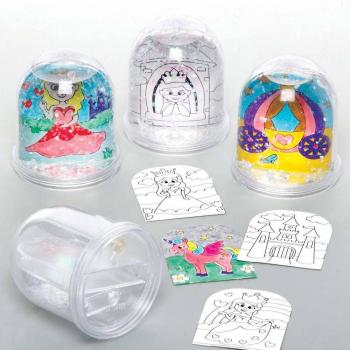 Fairy Tale Princess Colour-in Snow Globes (Pack of 4) Craft Kits