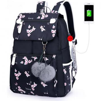 OKKID Floral Pink School Backpack