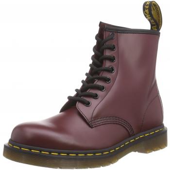 Casual Red Leather Lace-Up Boots for Men by Dr. Martens, Size 5 US