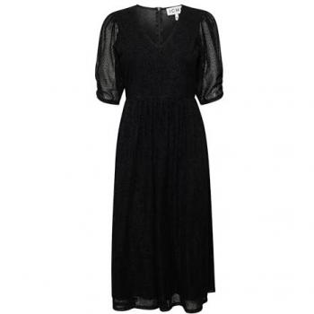 Modisches Midikleid mit Puffärmeln Ichi Jerseykleid IHJalani Größe M Schwarz