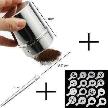 Set de plumero para cafetera de acero inoxidable con moldes de flores, incluye cuchara agitadora