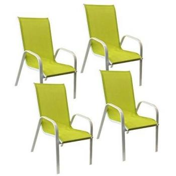 Set de 4 chaises Marbella en textilène vert