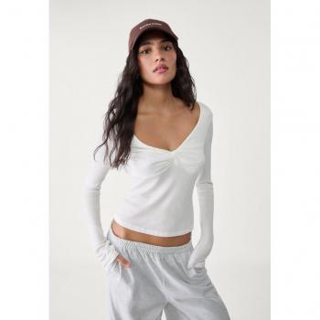 Stile Stradivarius: Maglietta Nodo e Cravatta Ecru XS