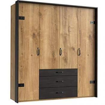 Design Armoire PEGANE : Chêne et Cadre en Raw Steel