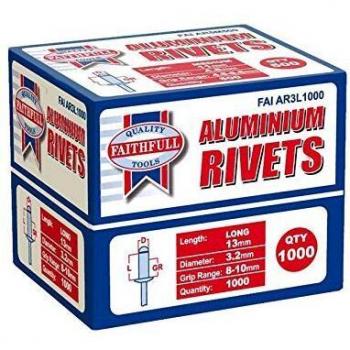 Faithfull Aluminium Rivets 3.2 x 13mm Long Bulk Pack of 1000