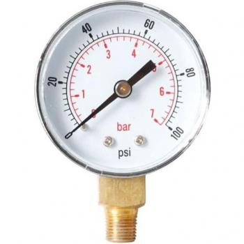 Manometer 52mm 1/4 BSPT Vertikal 15-300 PSI & Bar für stationäre Montage
