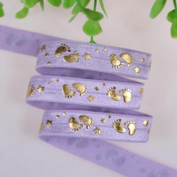 5 Colors Gold Foil Baby Footprint Foe Elastic