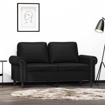 VidaXL Black Faux Leather 2-Seater Sofa 120 cm