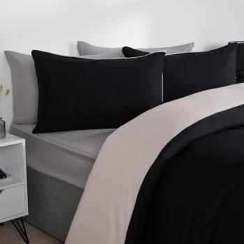 Plain Reversible Duvet Cover and Pillowcase Set