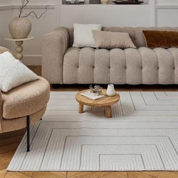 Carmel Modern Design Stain‑Proof Rug – Beige, 160 cm × 230 cm