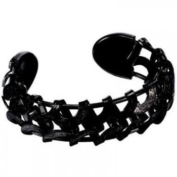 Bracelet Ouvert Femme Police Acier Inoxydable Noir CRESCENT PJ20705BSB-02
