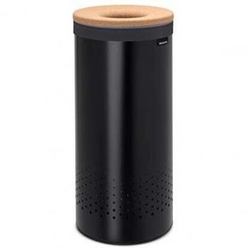 Brabantia 35 Litre Matt Black Laundry Bin with Cork Lid