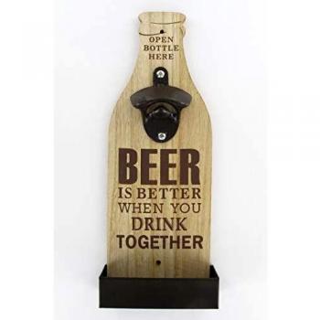 Apribottiglia da parete FCK49981 (legno & zinco)