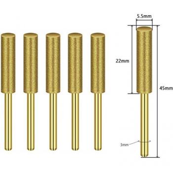 Affûteur de chaîne de tronçonneuse, 5 pièces, fraises cylindriques diamantées 4mm/4.8mm/5.5mm