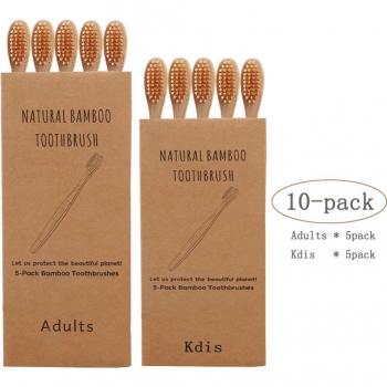 Brosses à dents bambou naturelles – Ensemble 10 pour la famille