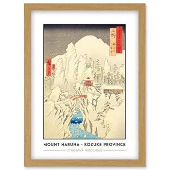 Classic Mount Haruna Snow Scene – Kozuke Province Woodblock, A4 Wall Art