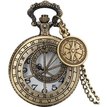 Pendentif montre de poche Steampunk boussole en bronze