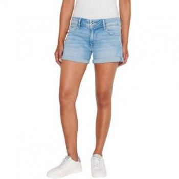Pepe Jeans Women's Bleach Wash Relaxed Denim Shorts