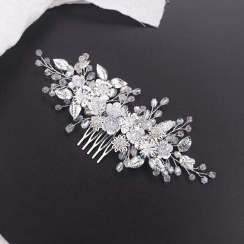 Accessoire capillaire mariage strass feuilles argent