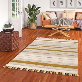 Pergamon Rechteckiger Kelim Teppich Natur 8 mm