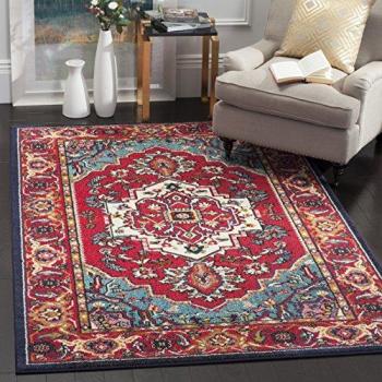 Red and Turquoise Border Rug